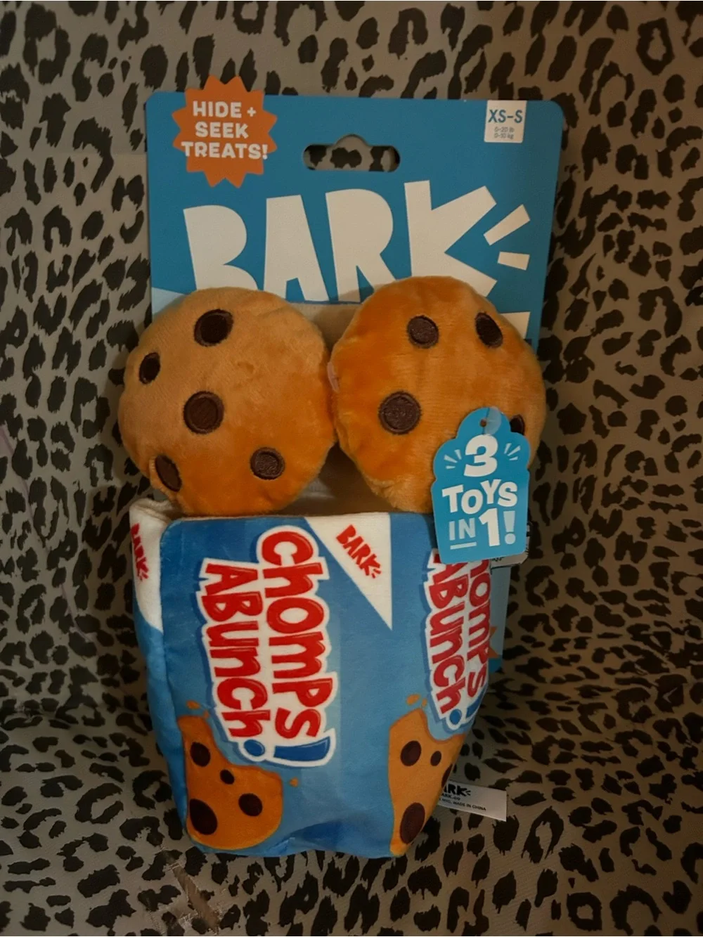BARK Chomps Abunch Dog Toy, Plush Cookie Box with Cookies, Squeaky